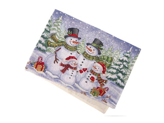 TAPESTRY TABLE RUNNER (SNOWMAN FAMILY) (36")